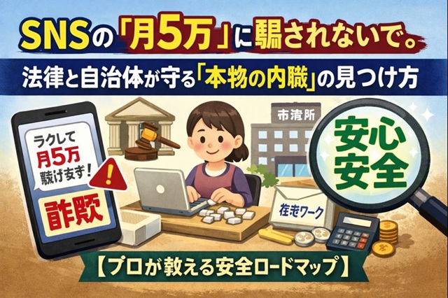 SNSの「月5万」に騙されないで。法律と自治体が守る「本物の内職」の見つけ方【プロが教える安全ロードマップ】