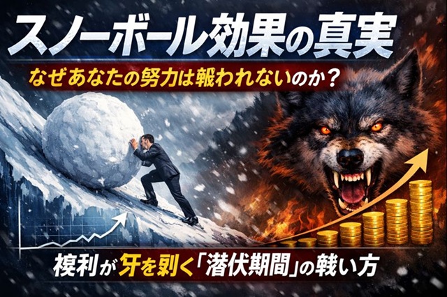 スノーボール効果の真実｜なぜあなたの努力は報われないのか？複利が牙を剥く『潜伏期間』の戦い方